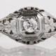 Antique Engagement Ring - Antique Edwardian 18k White Gold Filigree Diamond Engagement Ring
