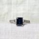 Stunning Platinum Blue Sapphire and Diamond Engagement Ring