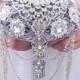 BROOCH BOUQUET  Cascading, jeweled alternative wedding broach bouqet silver gray princess pearl Broach bouqet