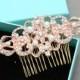Yellow Gold,Rose Gold Hair Comb, Silver Hair Comb, Pearl Headpiece, Bridal Headpiece,Rhombus Comb, Vintage Comb,Vintage Brooch Pin