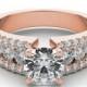 Graduated Diamond & Forever One Moissanite 14k Rose Gold Ring