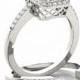 3 Carat  Forever Brillaint Moissanite and Diamond Halo Engagement Ring, Moissanite vs Diamond, Bridal Sets, Wedding Sets