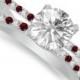 Round Forever One Moissanite, Diamond & Ruby Ring Criss Cross Engagement Rings, Double Band 14k, 18k or Platinum