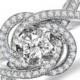 Forever One Moissanite & Diamond Swirl Halo Engagement Ring, Moissanite Bridal Jewelry, Moissanite wedding sets