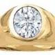 2 Carat Oval Forever One Moissanite Bezel Men's Ring 14k Yellow Gold, Men's Pinky Rings, Moissanite vs Diamond, Engagement, Wedding Gifts, Anniversary for Men, Men's Rings