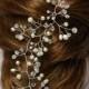 Bridal hair vine, pearl and crystal hair vine, Gyp hair vine, boho bridal hair vine, pearl crown, babies breath wedding hair vine, bridal