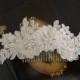 Bridal Hair Accessories, Wedding Head Piece, Ivory Beaded Lace, Pearl