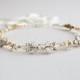 Opal, Clear and Gold  Crystal Rhinestones Bridal Headband  - Sparkling Gold and White Wedding Crystal Head Piece