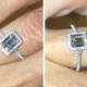 Emerald Cut Ring 7x5mm Forever Brilliant Moissanite Center Genuine .30ct Diamonds Halo Engagement Ring 14kt White Gold Wedding Anniveversary