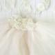Boho Flower girl dress ivory pearl cream tutu lace wedding birthday christening baptism