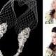 Wedding Bridal Bandeau Birdcage Veil. Lace Swarovski Crystals Pearls. Headband Headpiece Hair piece Accessory French Russian Veiling White