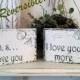Mr & Mrs MINI REVERSIBLE SIGNS ps I love you / I love you more / Romantic Postcards / Valentines / 3 1/2 x 5