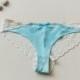 Blue Bridal Lingerie: "Something Blue" Cotton & Lace Knickers - Cheeky Cotton Panties, Lace Wedding Knickers with No Side Seams