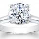 Ladies 14k classic engagement ring with natural 2ct Round Brilliant White Sapphire center gemstone