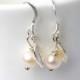 Bridesmaid earrings - Pearl drop earrings - Bridesmaids gift - Leaf earrings - wedding jewelry