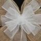 Burlap And White Sheer Wire Edge Rustic Wedding Pew Bows Church Aisle Decorations