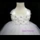 Wedding flower girl dress/ White flower girl dress & big bow/ Junior bridesmaids dress(many colors available)
