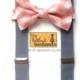 boy bow tie suspenders set, coral salmon peach bow tie suspenders set, baby boy suspenders, wedding bow tie suspenders set