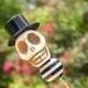The Walking Dead Day of the Dead Lapel Pin Groom Groomsmen Rockabilly Wedding Cream skull Top Hat Skull