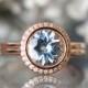 Aquamarine 14K Rose Gold Ring, Aquamarine And Diamond Ring, Engagement Ring, Gemstone Ring, Stacking Ring, Anniversary Ring - Made To Order