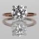 DBK Classic Solitaire Setting, Round Solitaire Engagement Ring with Micro Pave Diamonds, Solitaire Diamond Ring With Diamonds on the Bridge