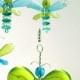 Blue Butterfly Mobile Baby Boy Hanging Mobile Green Fairy Decor Glass Mobile Swarovski Crystal Suncatcher Angel Australia Gift Nursery Idea