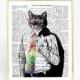 Business Cat Hipster - Digital Print and Poster - Drawing & Illustration - Wall Art - Printable Artwork - All Popular Sizes