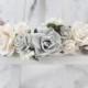 Grey and white wedding flower crown - head wreath - bridesmaid hair accessories - flower girls - garland