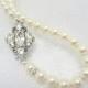 Bridal pearl necklace, Crystal Wedding necklace, Wedding jewelry, Rhinestone necklace, Swarovski crystal necklace, Antique silver necklace