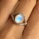 Statement Moonstone Ring- Promise Ring- Engagement Ring- Solitaire Ring- Rainbow Moonstone Ring- Sterling Silver Ring- June Birthstone Ring