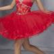 Sweetheart Zipper Crystals Red Blue Sleeveless Tulle Short