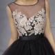 Scoop Zipper Tulle Sleeveless Black Appliques Ruched Short