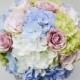 Hydrangea Bouquet - Garden Style Bouquet, Bridal Bouquet, Blue, Green, Purple, Lavender, Cream, Blue Bouquet, Silk Wedding Bouquet