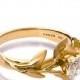 Leaves Engagement Ring No.4 - 18K Yellow Gold and Diamond engagement ring, engagement ring, leaf ring, filigree, antique,art nouveau,vintage