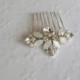 Small Opal and Crystal rhinestone on Silver Haircomb  -  Bridal Silver Haircomb - Wedding Crystal Bun Ornament, hair adornement