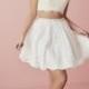 Amazing Two Piece Off The Shoulder Scalloped Lace Ivory Homecoming Dress