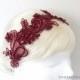 Wine , Burgundy   Beading Lace Headband ,  Bridal Wine Headband, Bridemaid Burgandy  Lace Headband