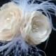 Bridal Headpiece- Flower Brooch- Flower Fascinator- Wedding Hair Accessories- Pearl Ivory Flower Clip- Flower Hair Clip-Vintage Headpiece