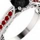 Black Diamond and Ruby Engagement Ring - 14k