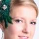 Emerald Green Feather Wedding Fascinator  Bridesmaid Evening Wear Made to Order 13 Colors Available