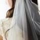 Bridal draped veil in Ivory extra fine tulle Jeweled headdress silver rhinestone swags - IGNACIA