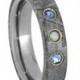 Aquamarine Wedding Ring, Opal Wedding Ring, Custom Fit Meteorite Ring