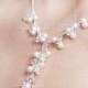 Bridal Necklace, Bridal Jewelry, Pearl and Crystal Bridal Y Necklace, Bridal Jewellery