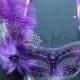 Purple w/ Silver Decor pvc Venetian Ostrich Feather Mask for wedding dancing Masquerade 4B7B SKU: 6F52