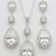 Bridal Jewelry Set Silver Clear Cubic Zirconia Post Wedding Earring and Necklace Wedding Jewelry Set
