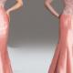 Zipper V-back V-neck Crystals Satin Ruched Floor Length Mermaid