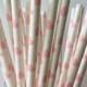 25pcs White Drinking Paper Straws With Big Pink Heart Wedding Decoration
