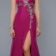 Split Front Straps Crystals Chiffon Tulle Ruched Floor Length