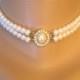 Pearl Choker, Great Gatsby, Pearl Necklace, 2 Strand Pearls, Cream Pearls, Vintage Wedding, Bridal Choker, Art Deco, Edwardian Style