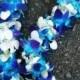 Deluxe Blue & White Orchid Lei  